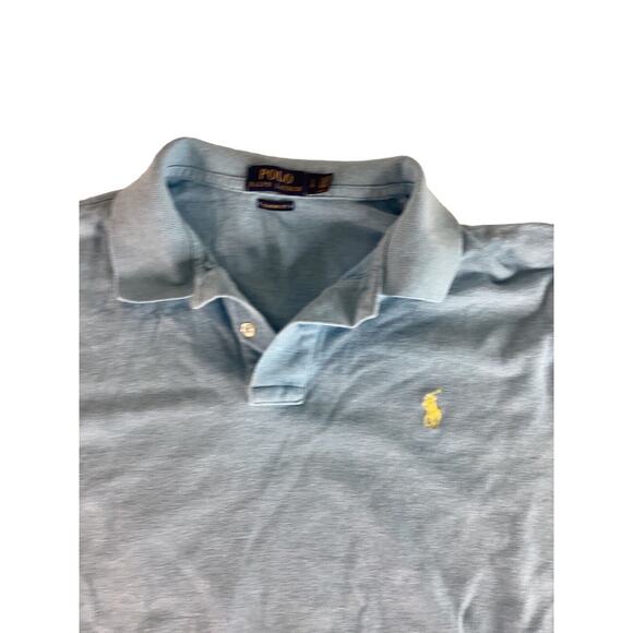 Polo Ralph Lauren Mens L Classic Polo Shirt Short Sleeve Aqua Yellow Logo - Picture 2 of 7